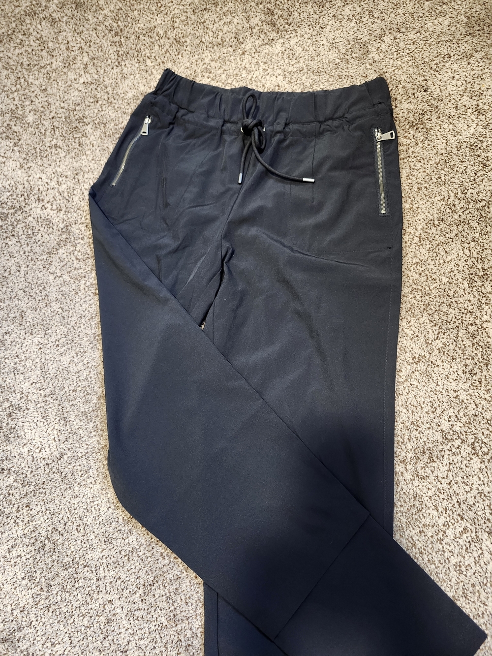 CHARLIE B Black Skinny Drawstring Zip Pocket Pants S